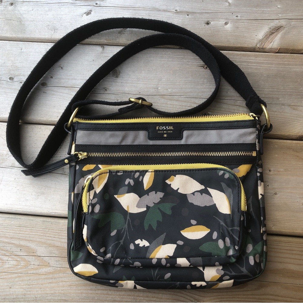 Fossil Floral Waxed Coated Canvas Purse Bag Crossbody Issue Number 1954